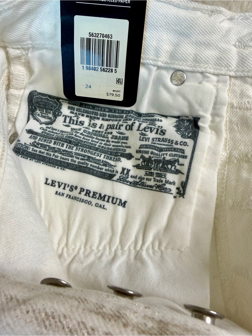 Levi's Silver Metallic 501 High-Rise Jean Shorts - Picture 5 of 6